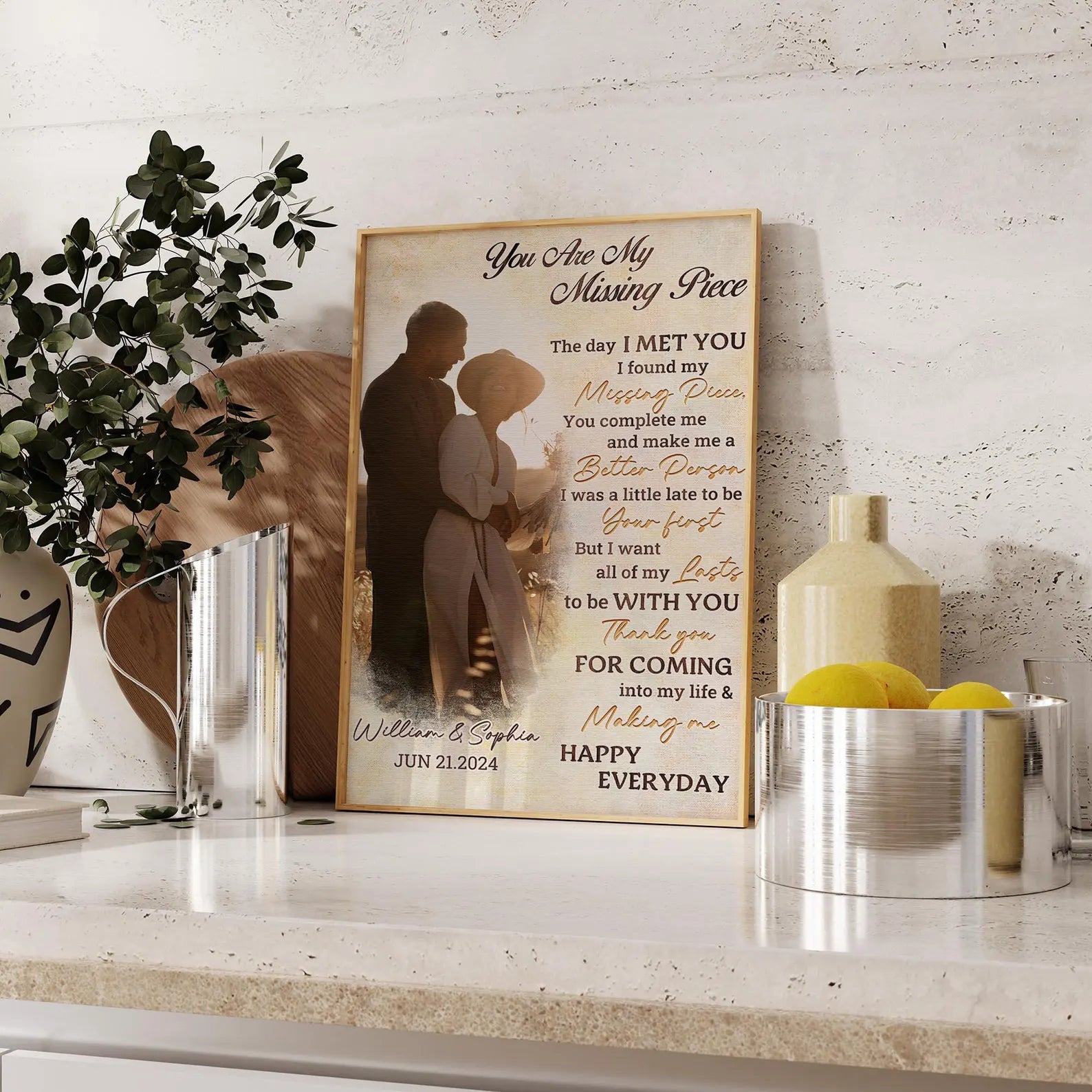 You Are My Missing Piece Custom Couple Photo Wall Art