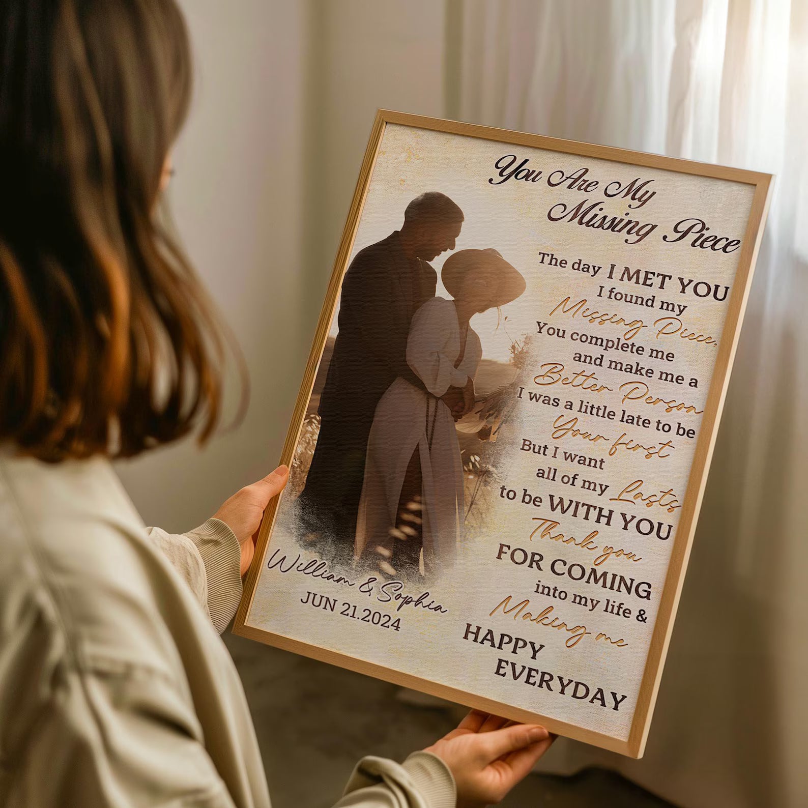 You Are My Missing Piece Custom Couple Photo Wall Art