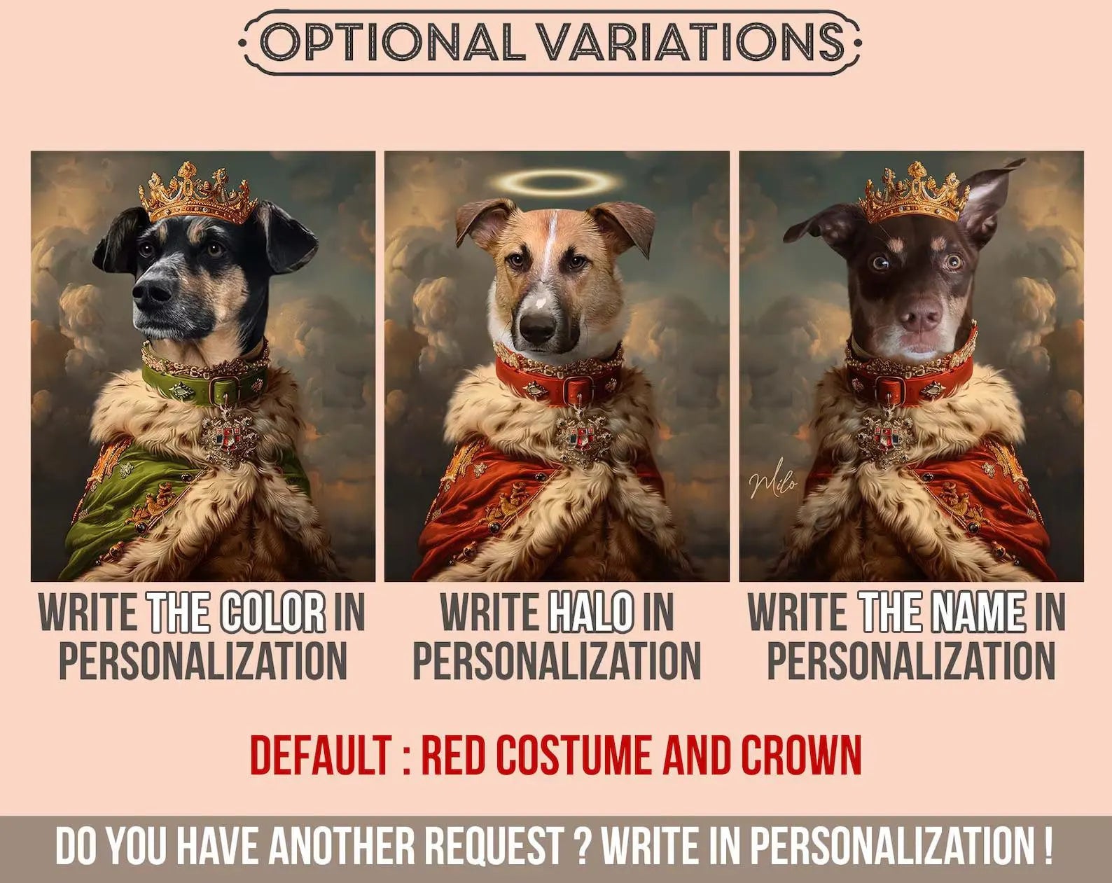 Custom Pet Portrait Canvas – Renaissance Royal Pet Painting from Photo