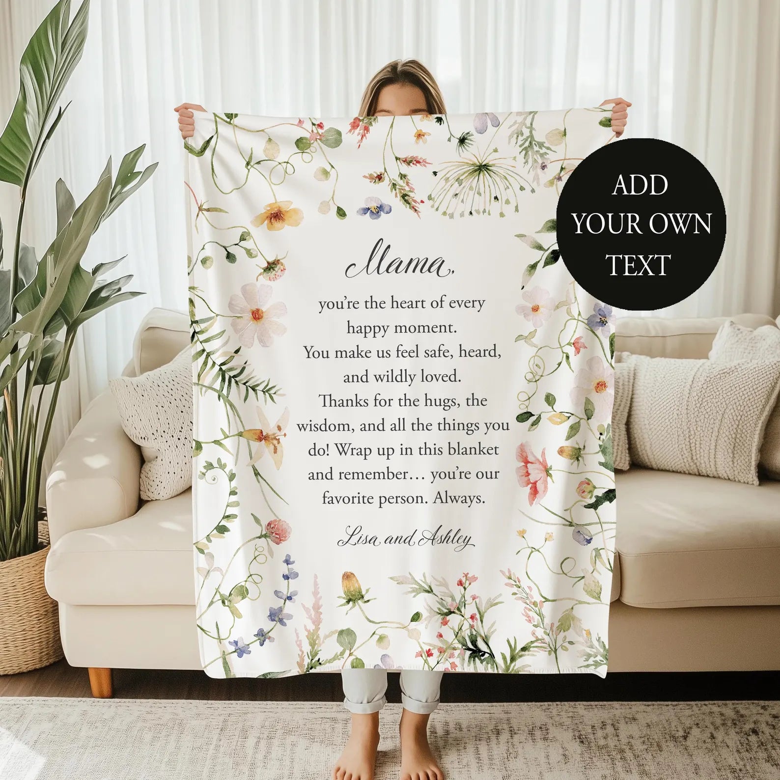 Personalized Quote Blanket – Custom Message Gift for Mom or Grandma