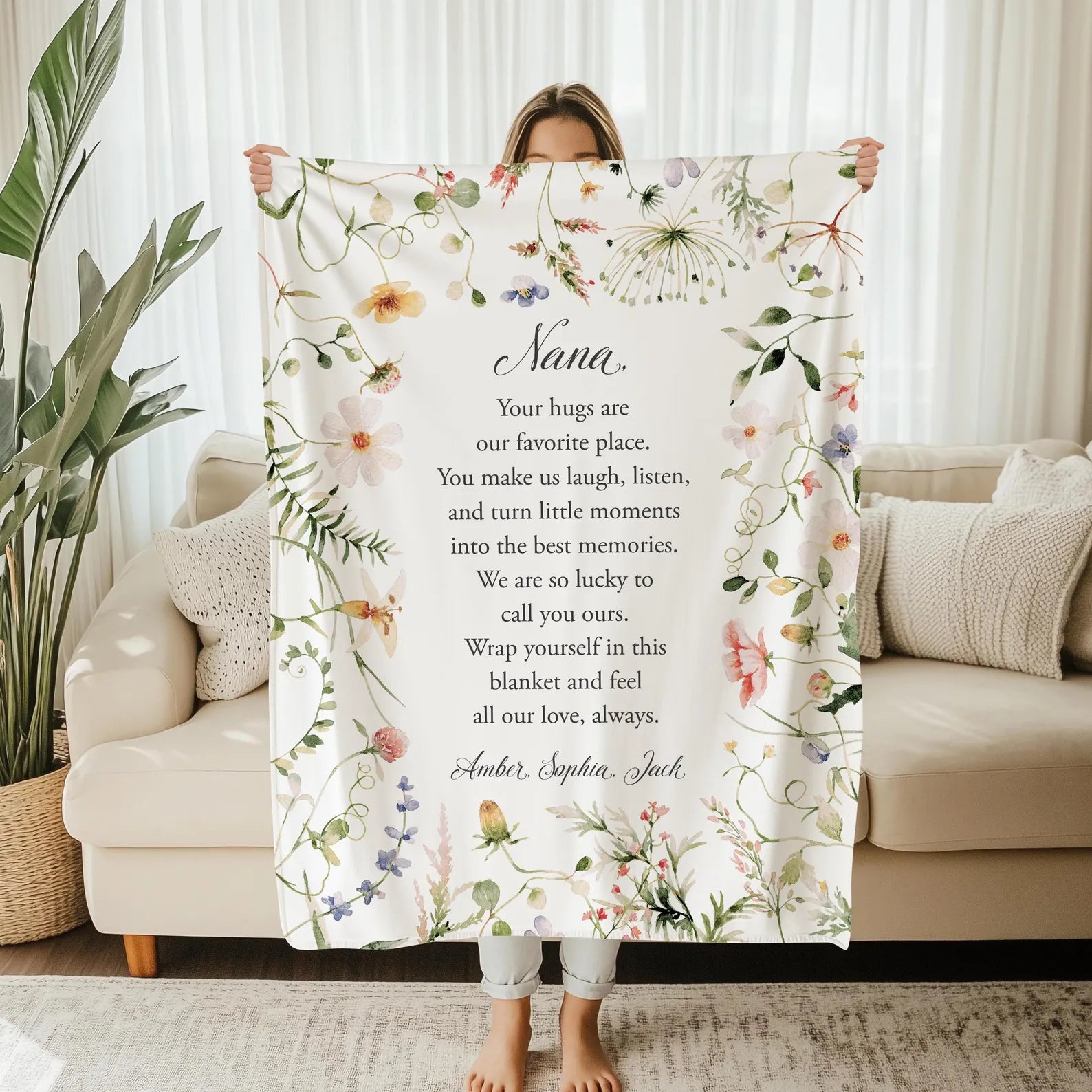 Personalized Quote Blanket – Custom Message Gift for Mom or Grandma