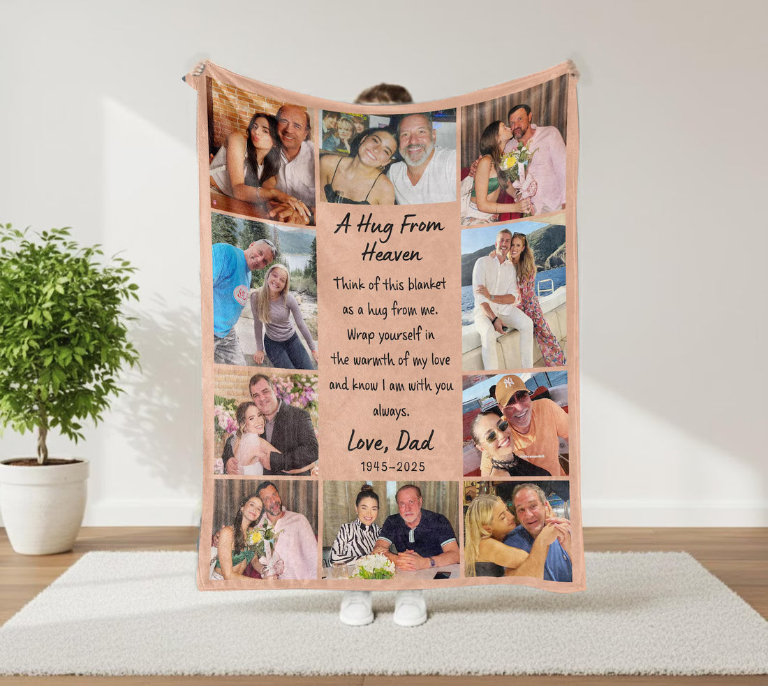 A Hug From Heaven – Personalized Sherpa Memorial Photo Blanket