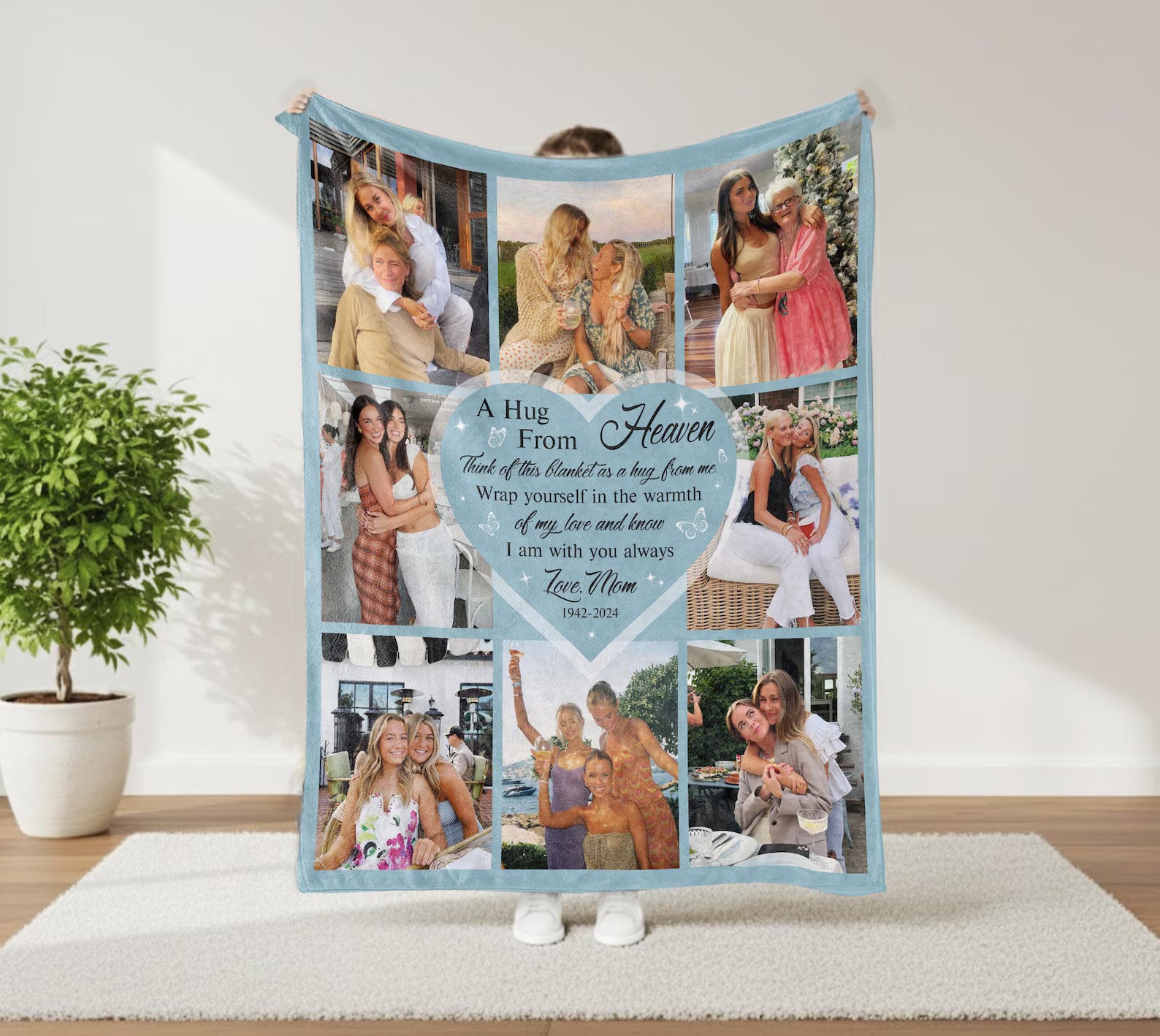 A Hug From Heaven – Personalized Sherpa Memorial Photo Blanket