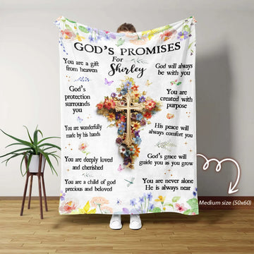 Personalized Christian Blanket with Cross & Name – Floral Bible Verse Faith Gift for Women