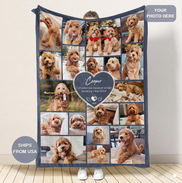 Personalized Pet Memorial Photo Blanket With Text