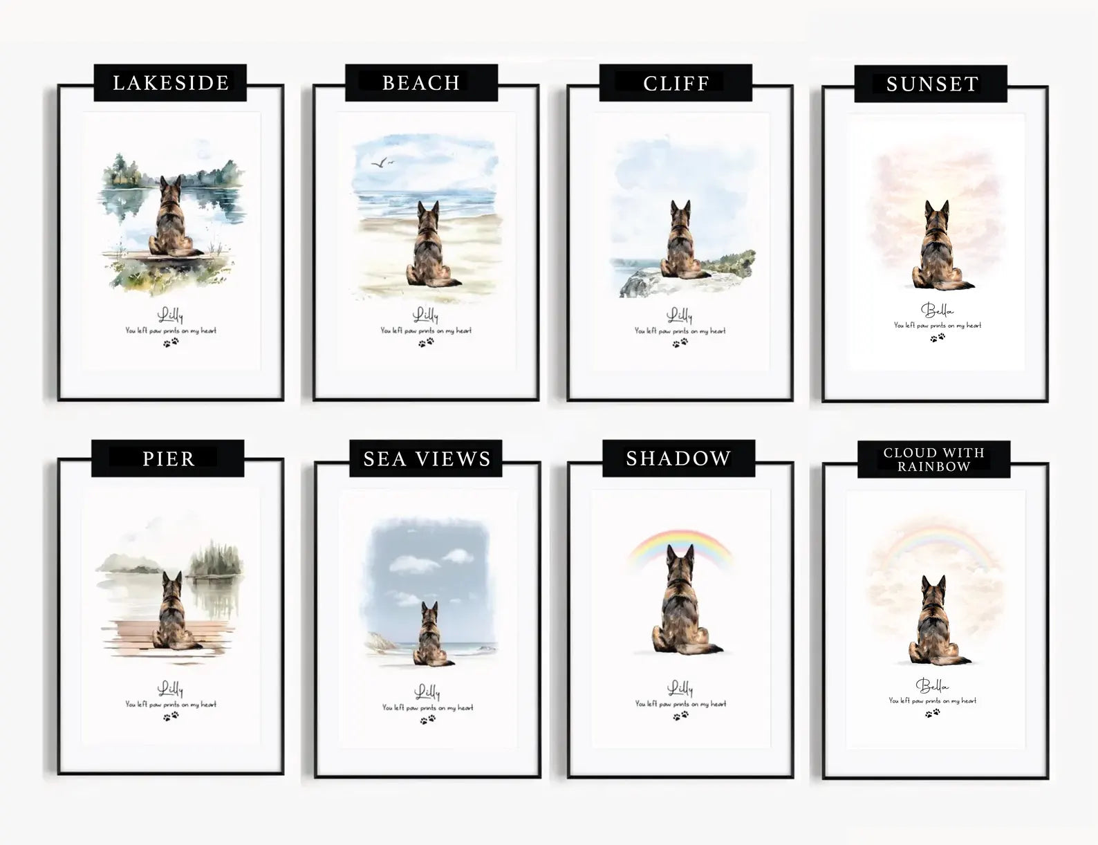 Rainbow Bridge Dog Memorial Print – Personalized Multiple Pet Portrait