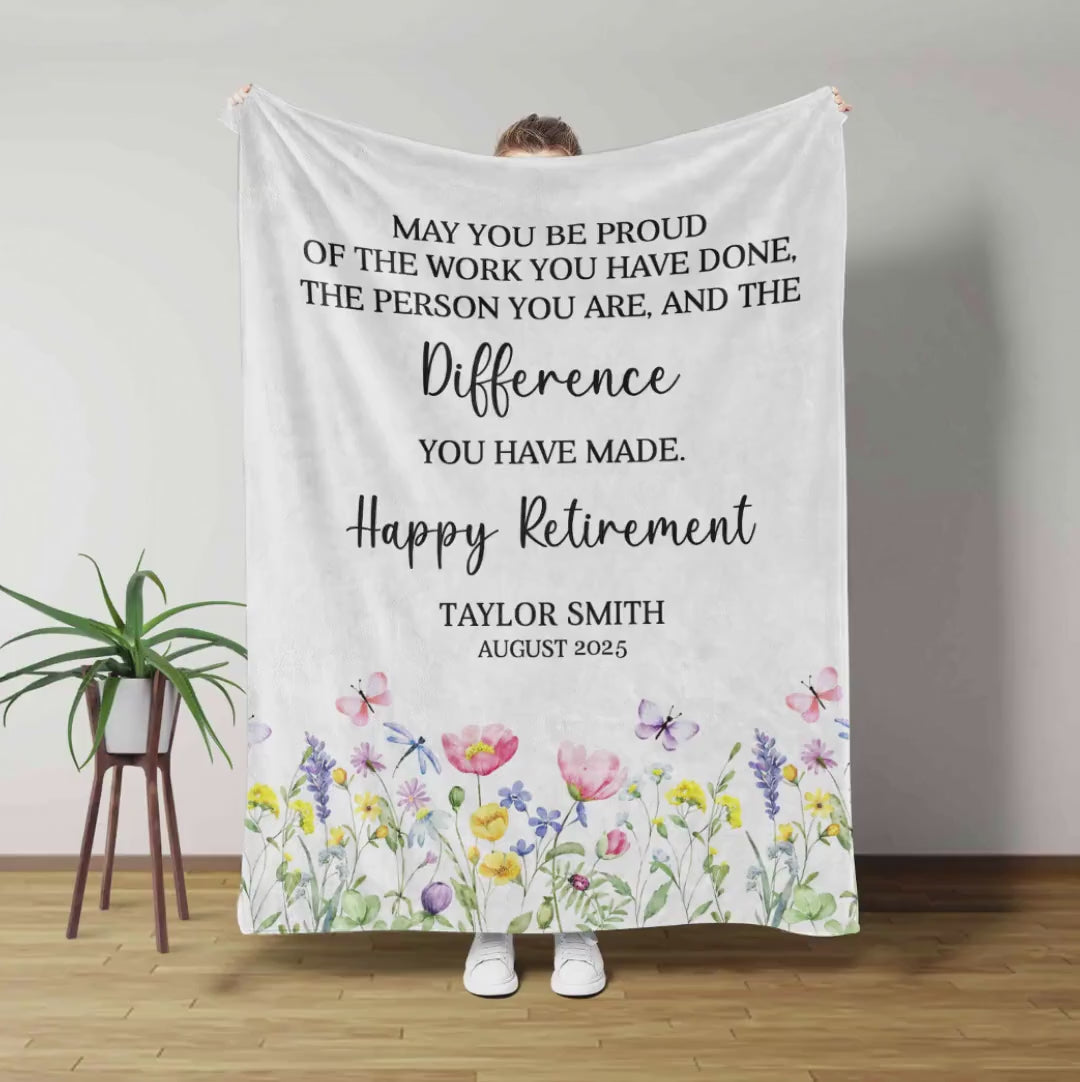 Happy Retirement Personalized Blanket – Celebrate the Journey
