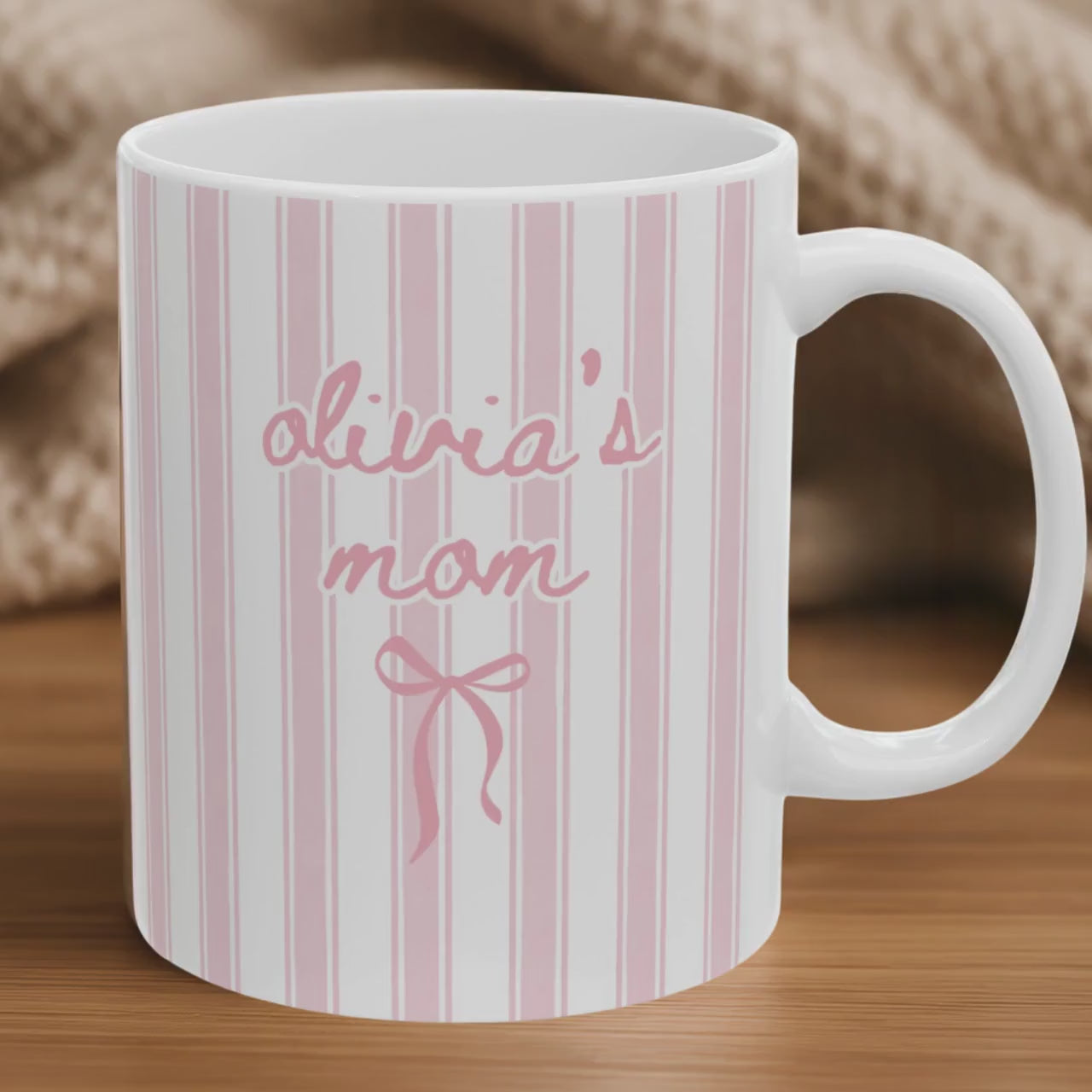 New Mom Mug: Custom Blue Stripe Coffee Cup