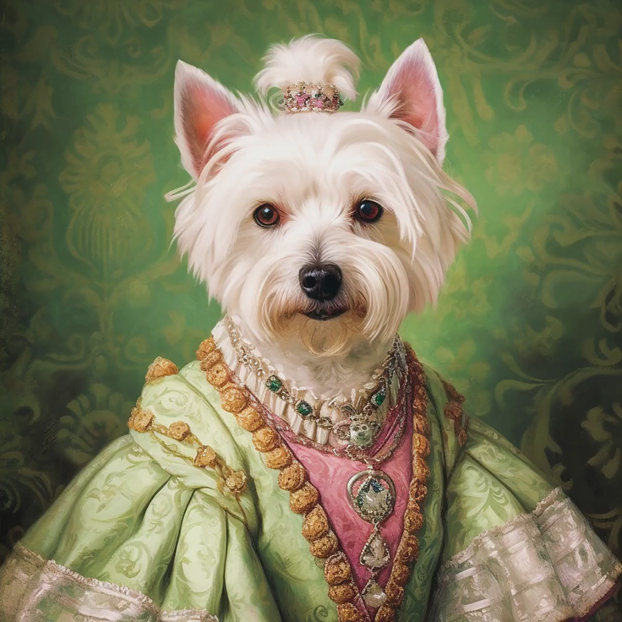 Custom Pet Portrait Canvas – Renaissance Royal Pet Painting from Photo