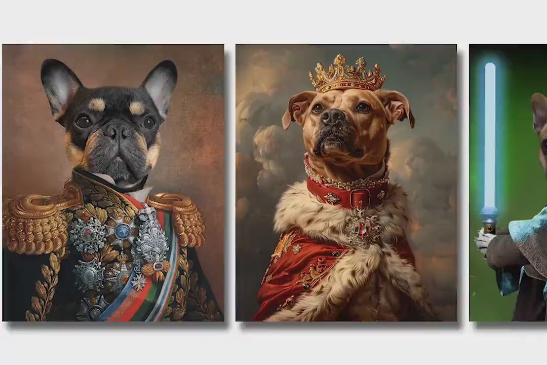 Custom Pet Portrait Canvas – Renaissance Royal Pet Painting from Photo